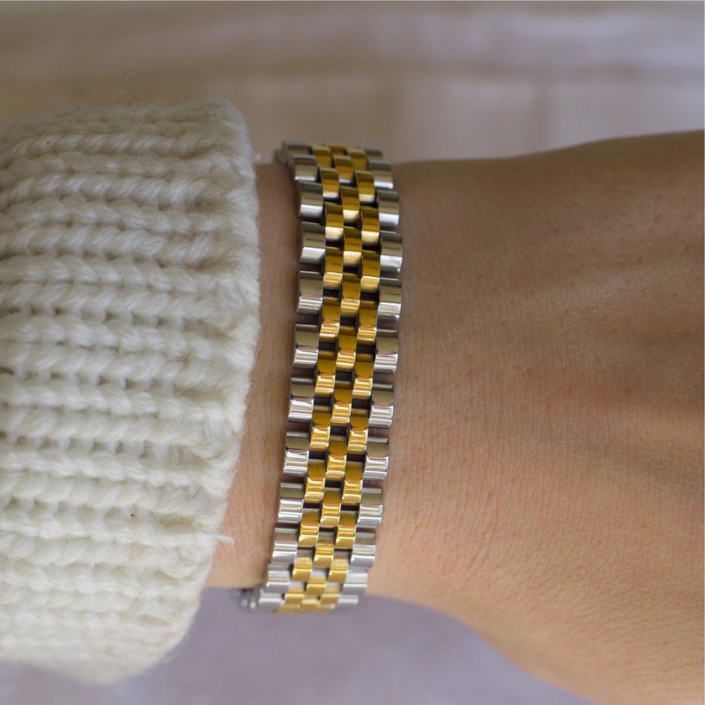 melomelo Yura - Woven Gold Silver Watch Chain Bracelet