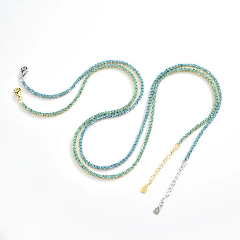 melomelo Abbaye - Turquoise Bracelet Silver & Necklace