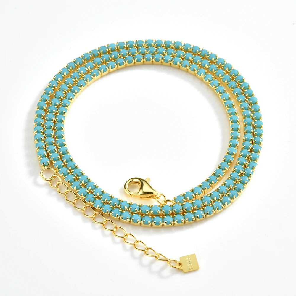 melomelo Abbaye - Turquoise Bracelet Silver & Necklace