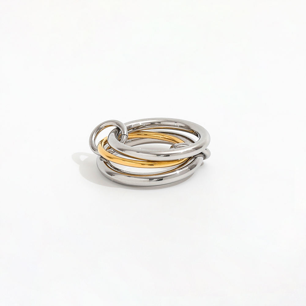 melomelo Beatriz - Interlocking Stacking Ring Gold Silver
