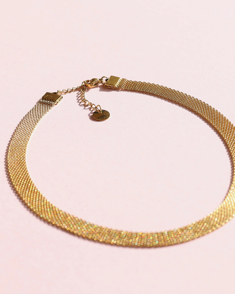 melomelo Cezary - Gold Mesh Choker Necklace