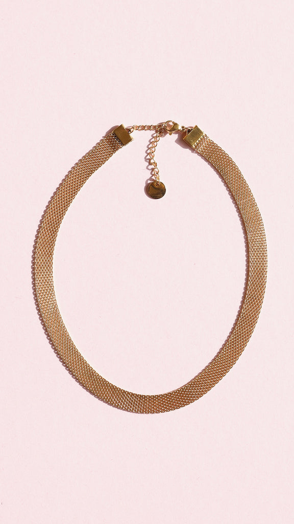 melomelo Cezary - Gold Mesh Choker Necklace