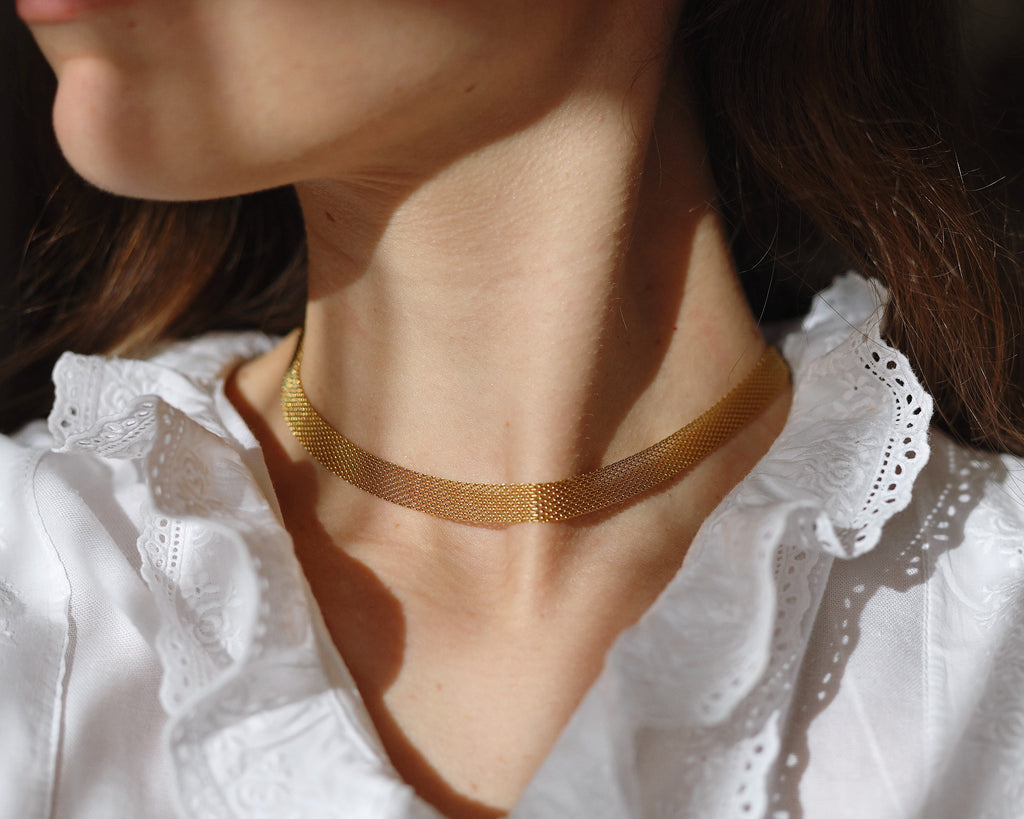 melomelo Cezary - Gold Mesh Choker Necklace