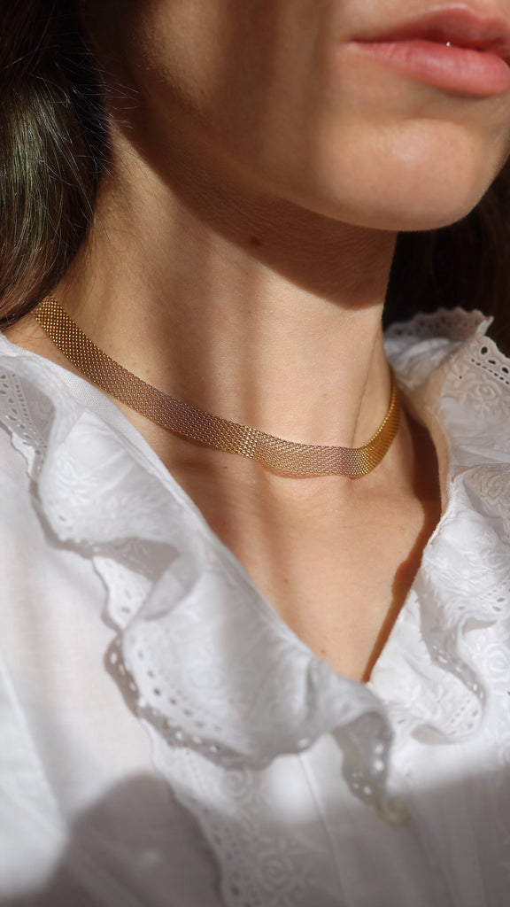 melomelo Cezary - Gold Mesh Choker Necklace