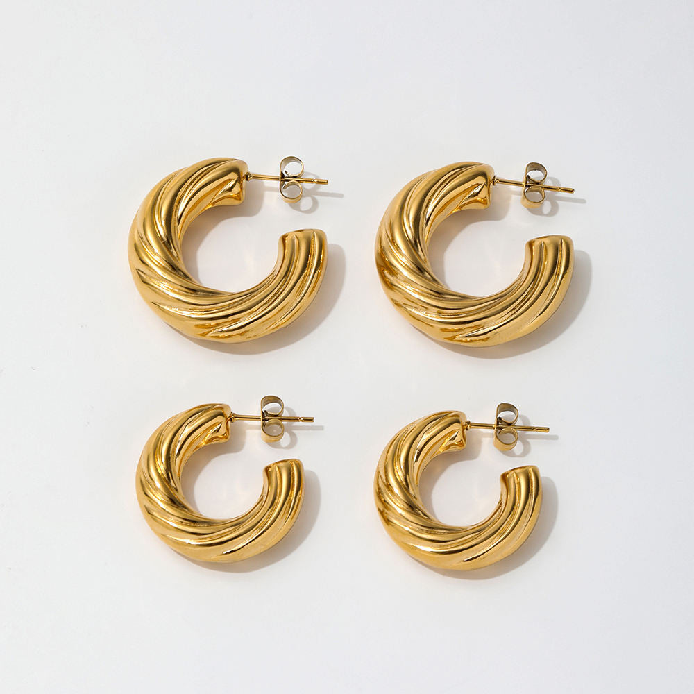 Elysia - Twisted Hoop Earrings Gold Silver