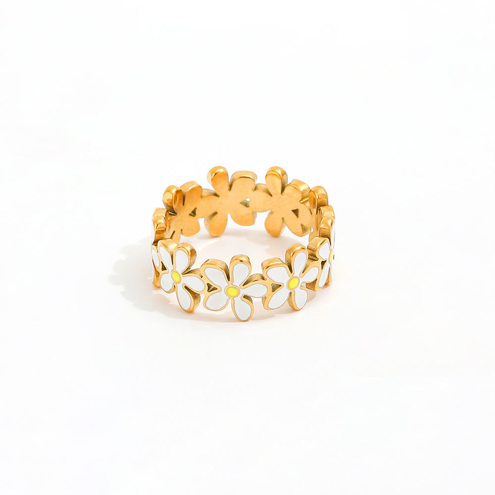 Emma - Emaille Gold Flower Ring