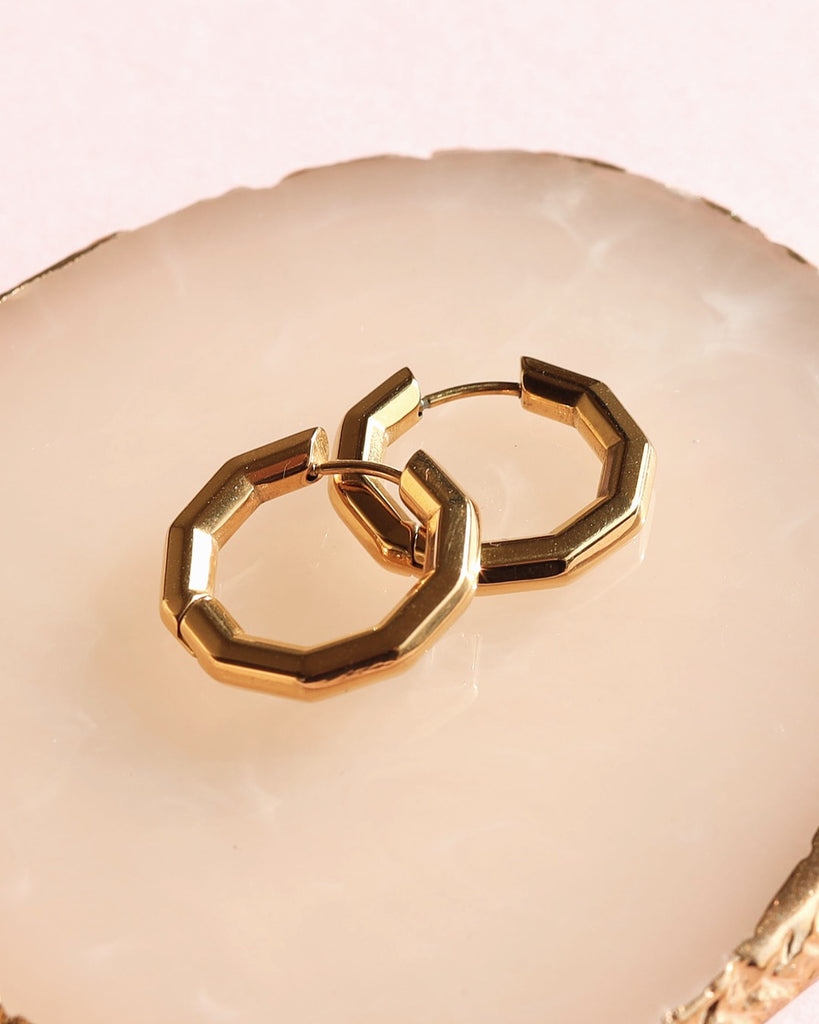 melomelo Estelle - Octagon Hoop Earrings Gold