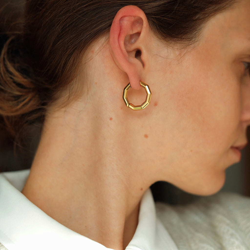 melomelo Estelle - Octagon Hoop Earrings Gold