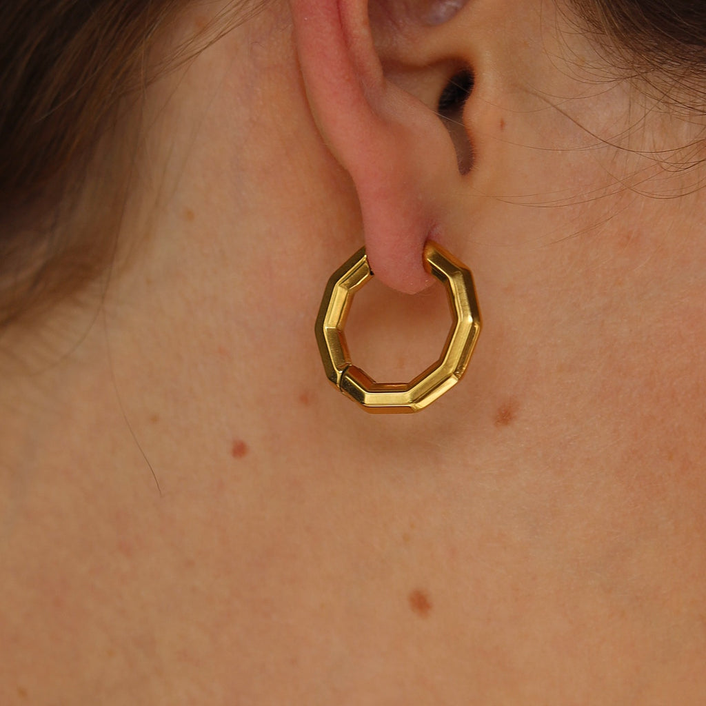 melomelo Estelle - Octagon Hoop Earrings Gold