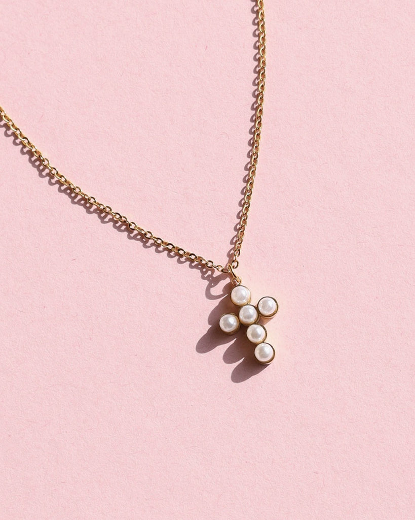 melomelo Gabriel - Pearl Cross Necklace