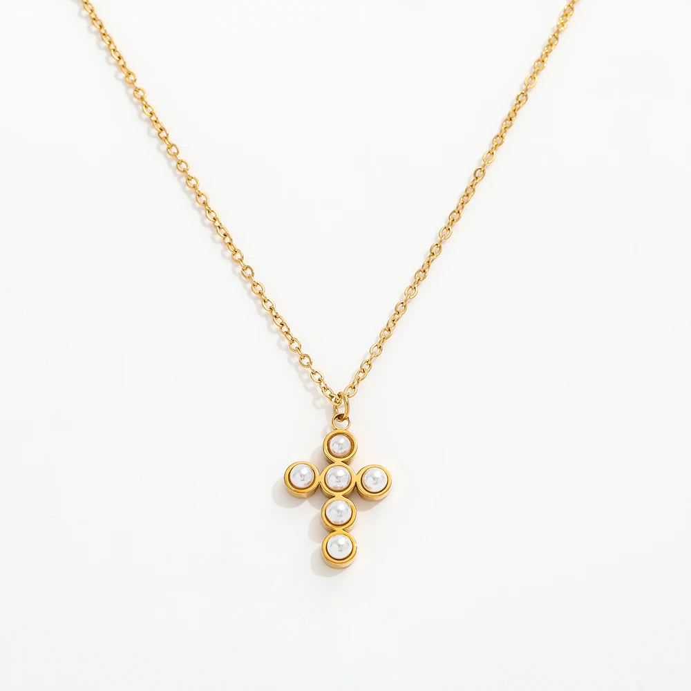 melomelo Gabriel - Pearl Cross Necklace