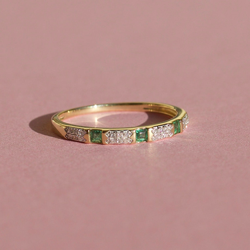 melomelo Salve - Sapphire & Emerald Diamond Ring