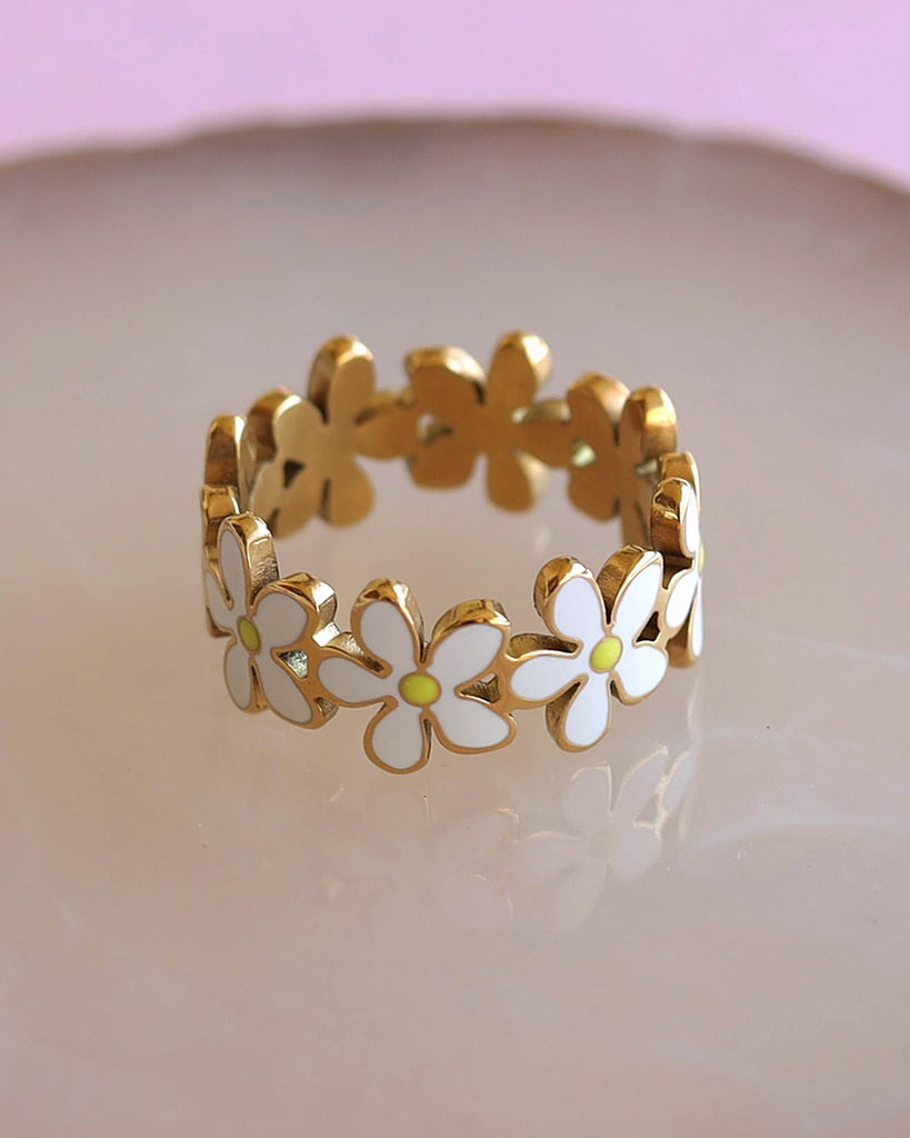 melomelo Emma - Emaille Gold Flower Ring