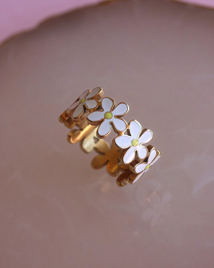 melomelo Emma - Emaille Gold Flower Ring