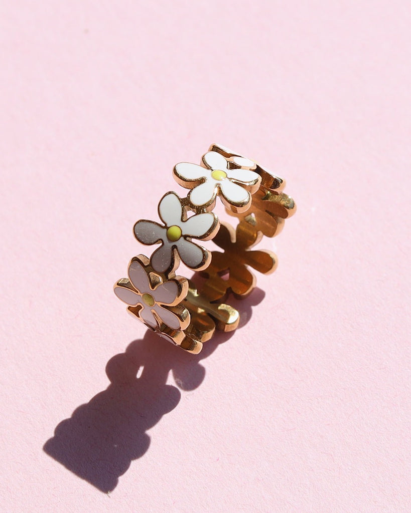 melomelo Emma - Emaille Gold Flower Ring